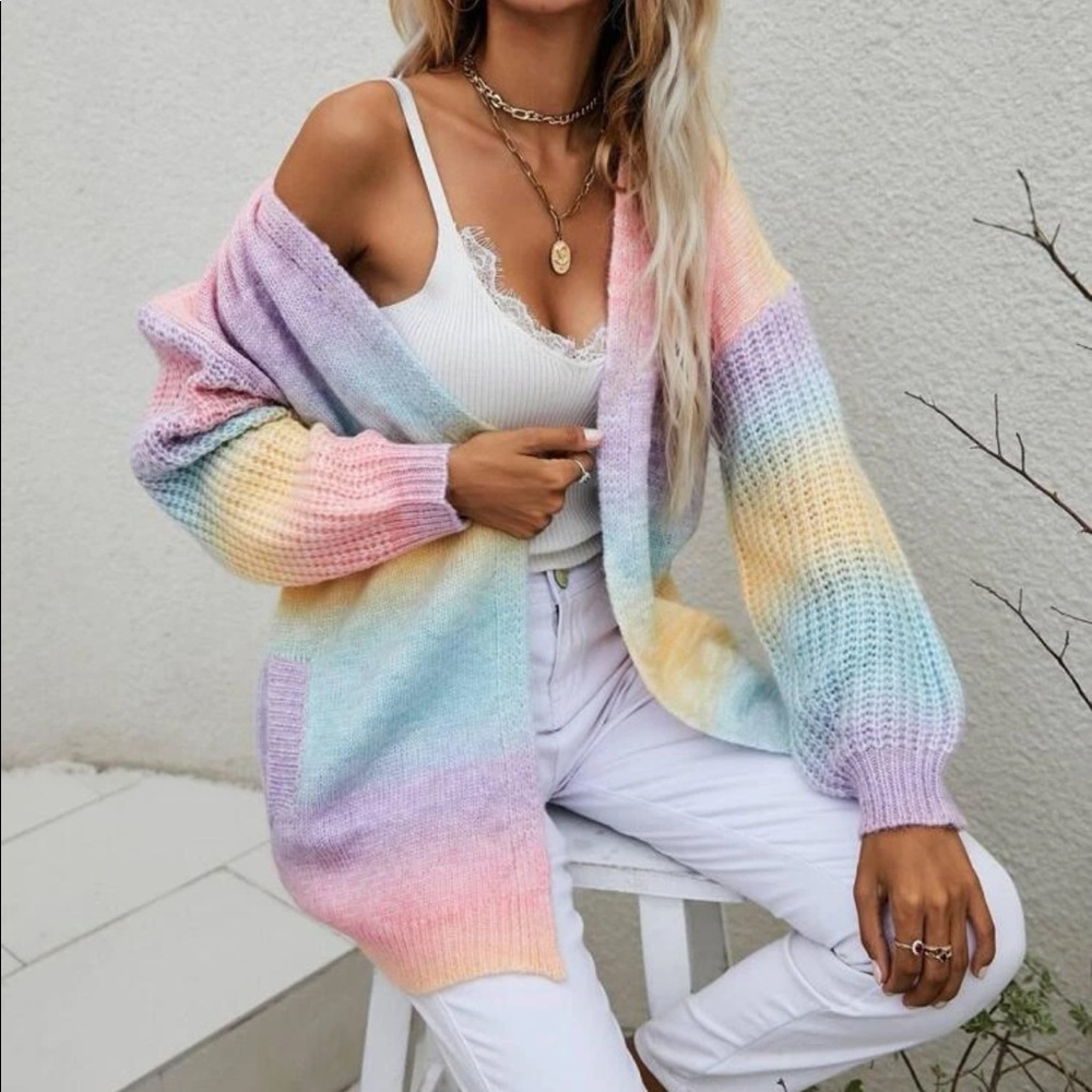 Ombre Open Front Cardigan Sweater S M L XL
